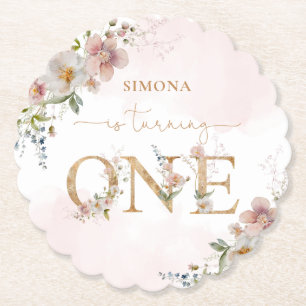 Dessous-de-verre En Papier Fleurs sauvages Wild One roux rose fille anniversa