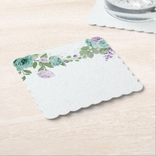 Dessous-de-verre En Papier fleurs violettes bleues verdure botanique