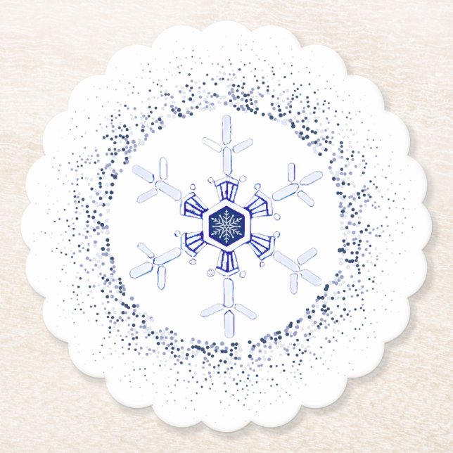 Dessous-de-verre En Papier Flocon de neige rond (Devant)