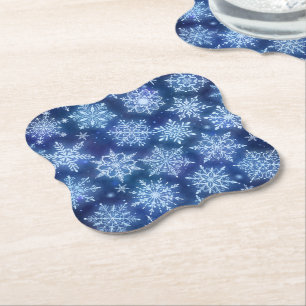 Dessous-de-verre En Papier Flocons de neige de magie hivernale Ciel bleu prof