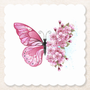 Dessous-de-verre En Papier Flower Butterfly