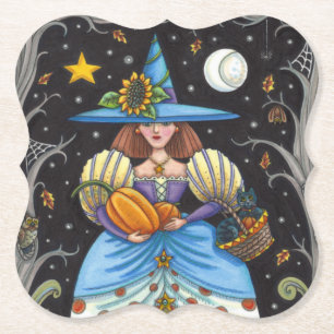 DESSOUS-DE-VERRE EN PAPIER FOLK ART WITTER EN BOIS ÉFFRAYANTS, CHAT NOIR & OW