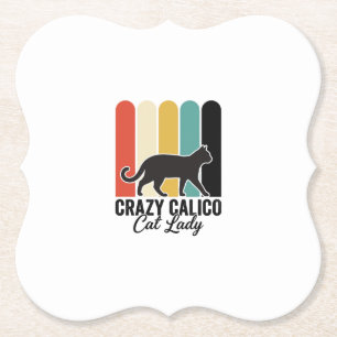 Dessous-de-verre En Papier Folle Dame au Chat Calico Vintage Design Rétro Cha