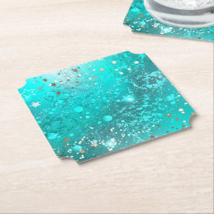 Dessous-de-verre En Papier Fond en feuille de turquoise menthe