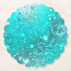 Dessous-de-verre En Papier Fond en feuille de turquoise métallisé