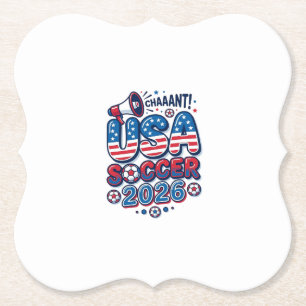 Dessous-de-verre En Papier Football USA 2026 Football Gras Typographie Pays T