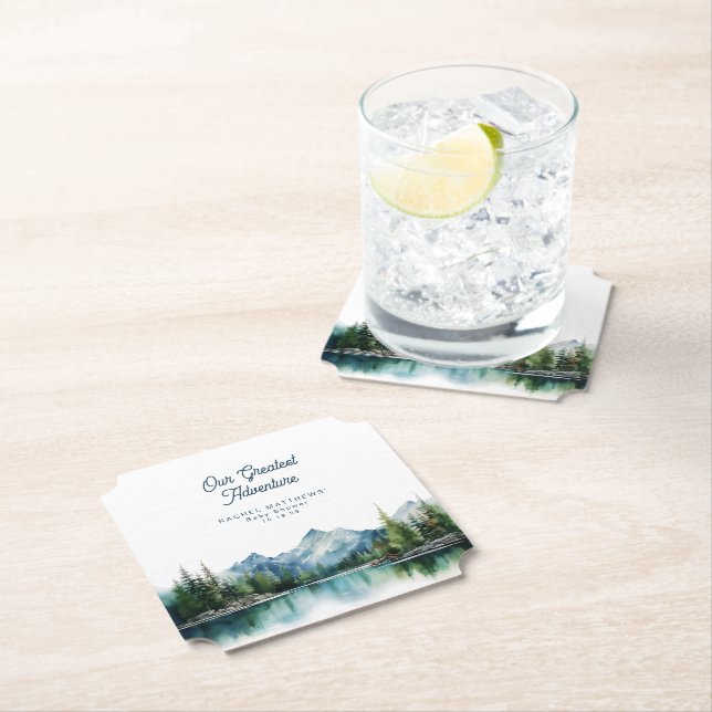 Dessous-de-verre En Papier Forest Mountain Rustic Adventure Baby Shower  (En situation)