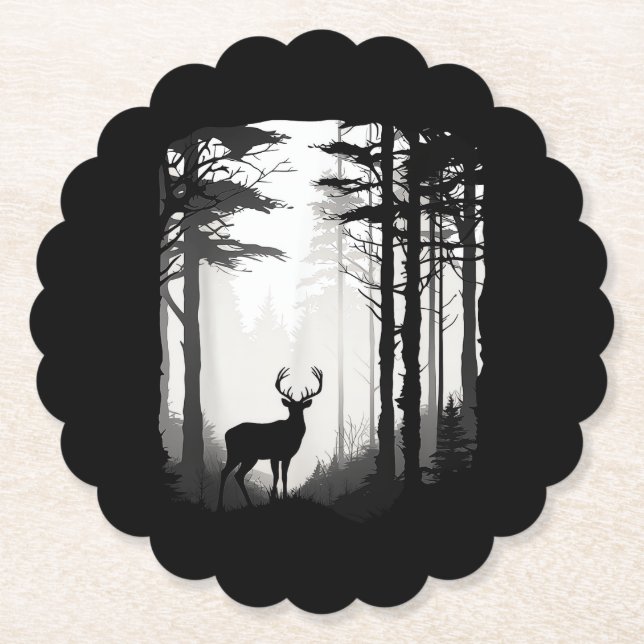 Dessous-de-verre En Papier Forêt de cerfs faune (Devant)