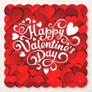 Dessous-de-verre En Papier Forme cardiaque Heureuse Sainte-Valentin-23803