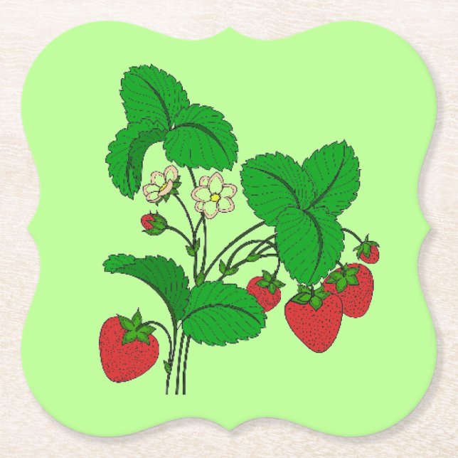Dessous-de-verre En Papier Fraises pour le petit-déjeuner (Devant)