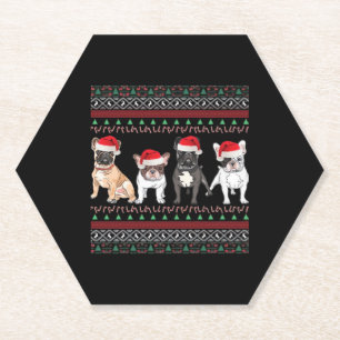 Dessous-de-verre En Papier Français Bulldog laide de Noël Sweat essentiel T-