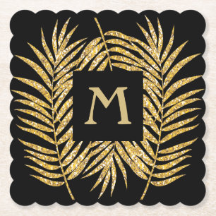 Dessous-de-verre En Papier Frances Palm Parties scintillant d'or