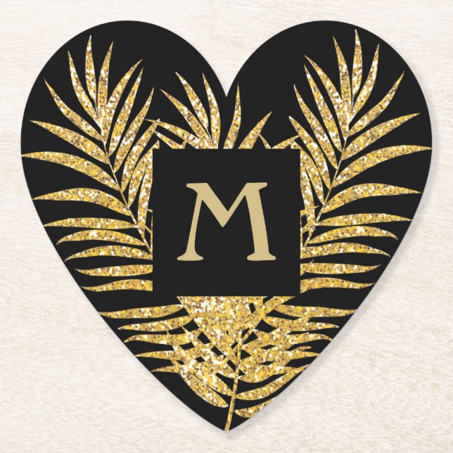 Dessous-de-verre En Papier Frances Palm Parties scintillant d'or (Devant)