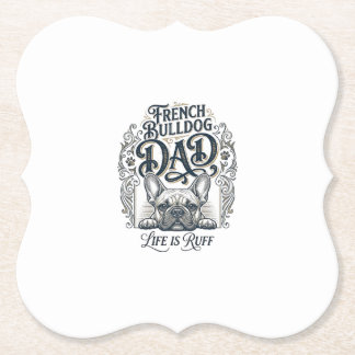 Dessous-de-verre En Papier French Bulldog Dad Life Is Ruff Vintage Shirt Desi