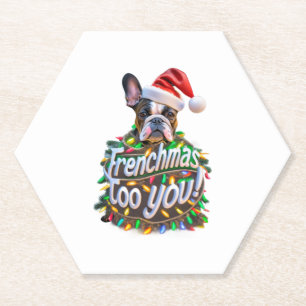 Dessous-de-verre En Papier Frenchmas to you Bulldog Chien de Noël Lumière