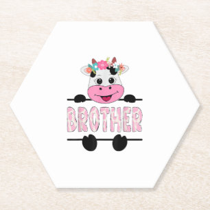 Dessous-de-verre En Papier Frère De L'Anniversaire Fille Vache Famille Fête _