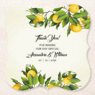 Dessous-de-verre En Papier Fruit Vintage au citron moderne MARIAGE