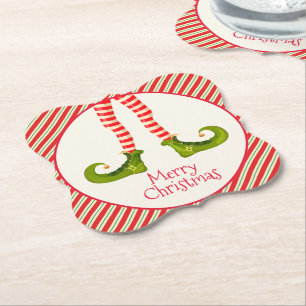 Dessous-de-verre En Papier Fun Jolly Christmas Elf Legs Holiday Bracket