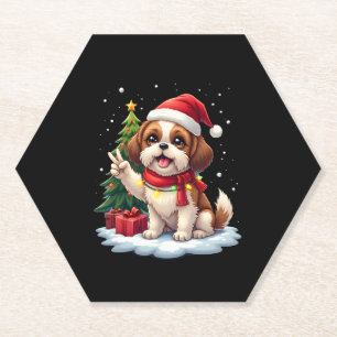 Dessous-de-verre En Papier Funky Peace Main Shih Tzu Feux de Noël Femmes