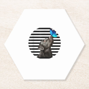 Dessous-de-verre En Papier Funny Black Labrador Retriever Lab Chien Propriéta