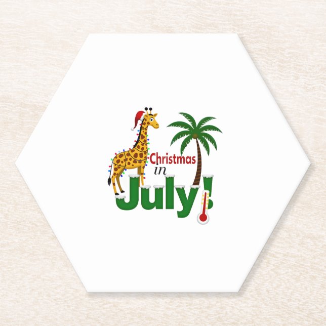 Dessous-de-verre En Papier Funny Christmas in July Shirt Santa Giraffe Palm T (Devant)