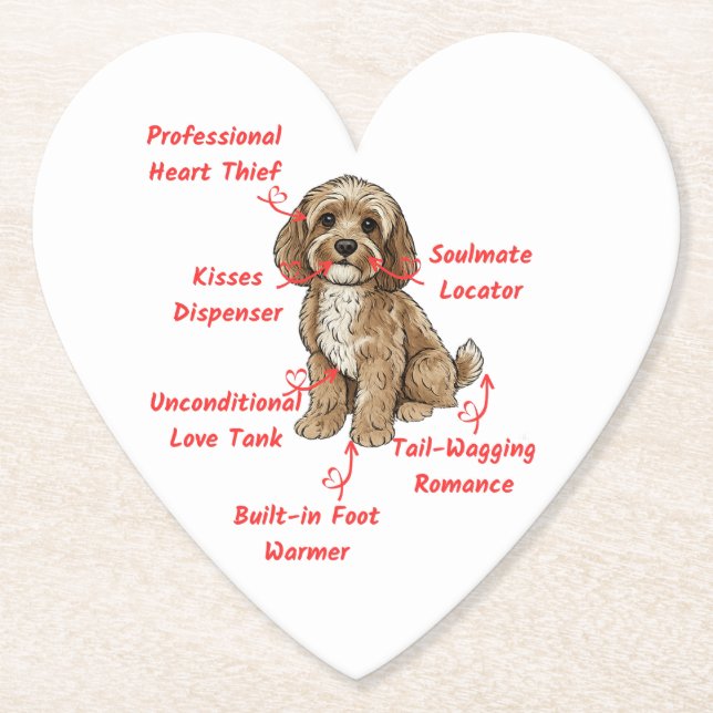 Dessous-de-verre En Papier Funny Cockapoo Anatomy - Unique Valentine Gift (Devant)