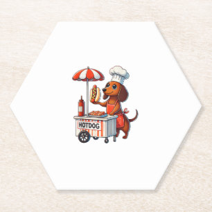 Dessous-de-verre En Papier Funny Dachshund Chien Weenie Saucisse Hotdog Sandw