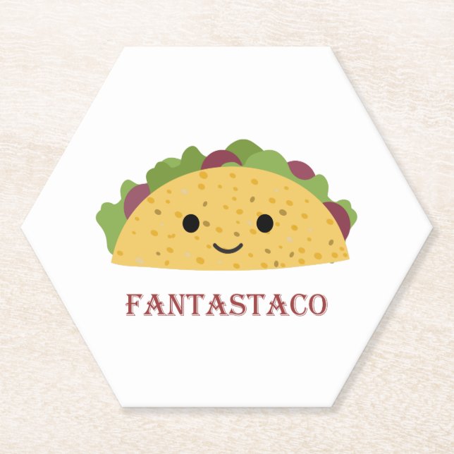 Dessous-de-verre En Papier Funny Fantastaco Taco Pun Cute Kawaii Taco (Devant)