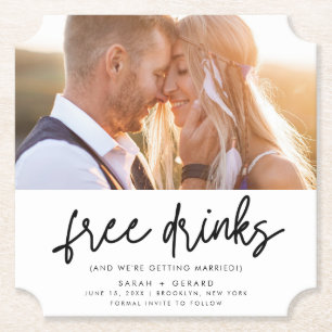 Dessous-de-verre En Papier Funny Free Drink Photo Wedding Save the Date