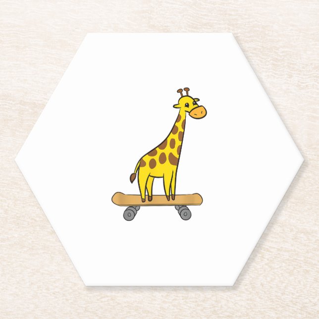 Dessous-de-verre En Papier Funny Giraffe Lover Giraffe Skateboard (Devant)