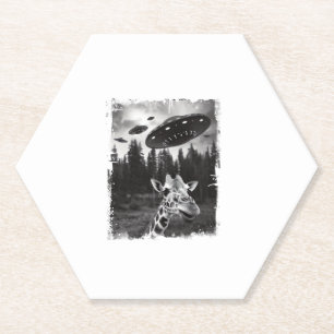 Dessous-de-verre En Papier Funny Giraffe UFO Zoo animal Weird meme Graphisme