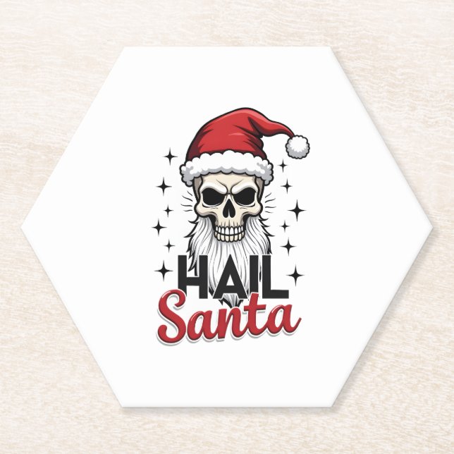 Dessous-de-verre En Papier Funny Hail Santa Claus Skull Skeleton Antichrist C (Devant)