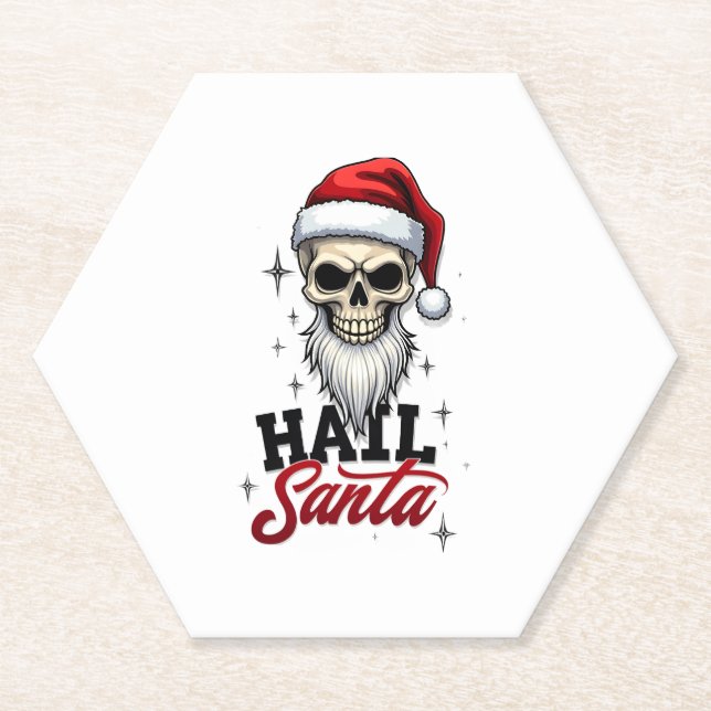 Dessous-de-verre En Papier Funny Hail Santa Claus Skull Skeleton Antichrist C (Devant)