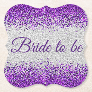 Dessous-de-verre En Papier Future mariée - Blanc Argent / Paillettes Violette