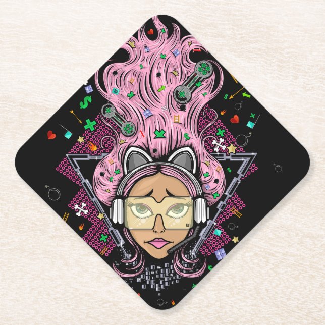 Dessous-de-verre En Papier Gamer fille (Devant)