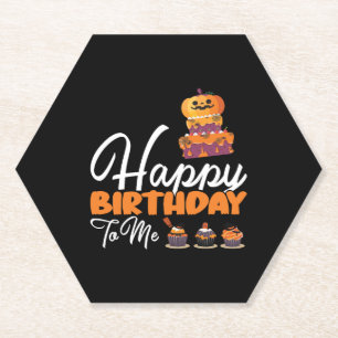 Dessous-de-verre En Papier Gâteau D'Anniversaire D'Halloween Joyeux Anniversa