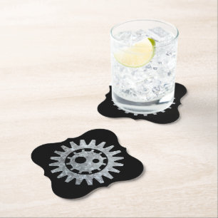 Dessous-de-verre En Papier Gear I de zinc d'argent en vapeur