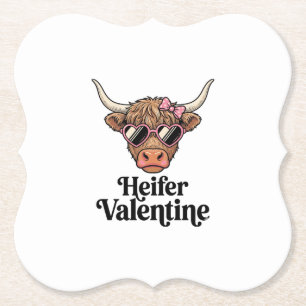 Dessous-de-verre En Papier Génisse Valentine Highland Cow Design Vintage_1