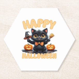 Dessous-de-verre En Papier Ghost Cat Tee, Chemise Halloween, Éffrayante migno