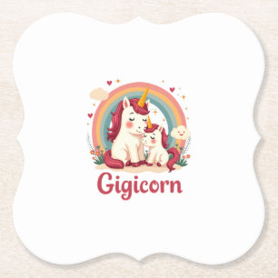 Dessous-de-verre En Papier Gigicorn Licorne Vintage Maman et Bébé Arc-en-Ciel