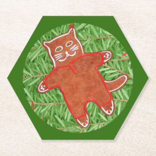 Dessous-de-verre En Papier GINGERBREAD KITTY Hexagon Dessous de verre papier 