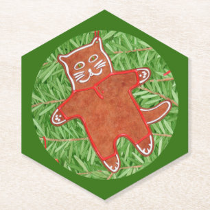 Dessous-de-verre En Papier GINGERBREAD KITTY Pointy Hexagon Dessous de verre