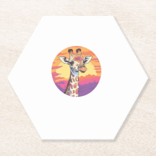 Dessous-de-verre En Papier Girafe Avec Sunset Safari Vibes Art
