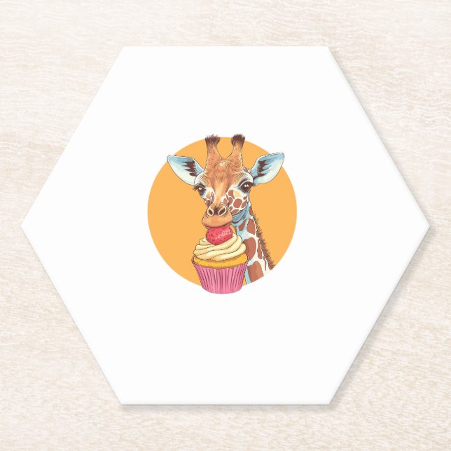 Dessous-de-verre En Papier Giraffe Avec Cupcake (Devant)