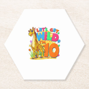 Dessous-de-verre En Papier Giraffe Enfants Fête d'anniversaire 10 ans Garçon