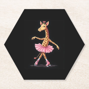 Dessous-de-verre En Papier Giraffe Sur Patins À Roulettes En Débardeur Tutu R