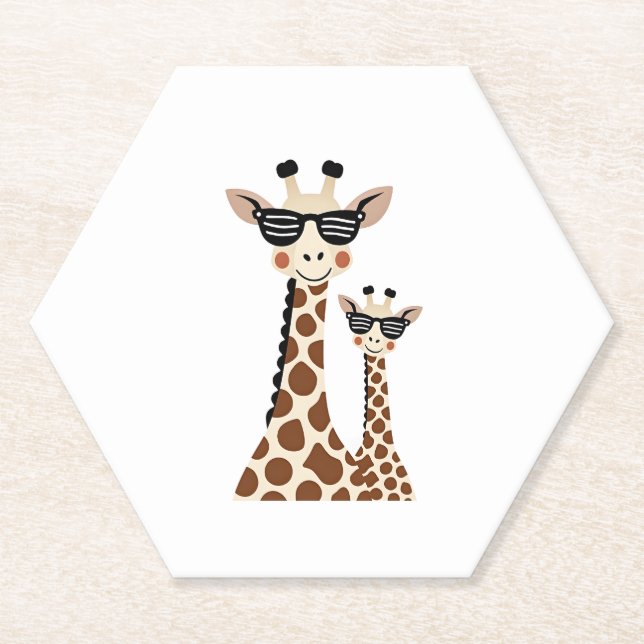 Dessous-de-verre En Papier Giraffe with Sunglasses Jungle Safari Animal Giraf (Devant)