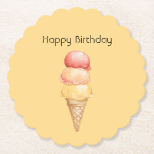 Dessous-de-verre En Papier Glace italienne rouge jaune en cône d'anniversaire