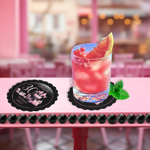 Dessous-de-verre En Papier Glam Pink Black Fashion 30th Birthday Party