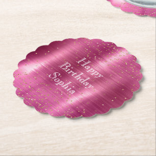 Dessous-de-verre En Papier Glam rose or étincelle Confetti Anniversaire